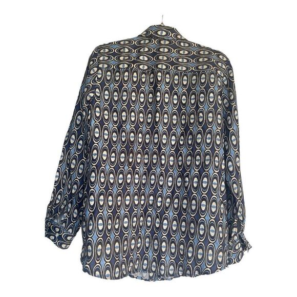 Men’s J. McLaughlin Tan Silk Blend Abstract Print Button Down Shirt Size Medium - Picture 6 of 7